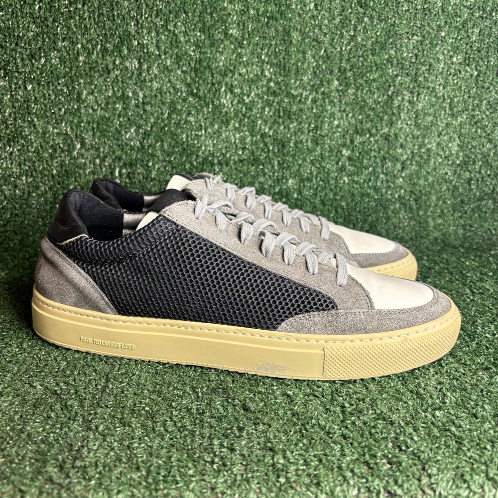 P448 Mesh Suede Leather Low Top Designer Sneakers Grey Black White Mens Size 10